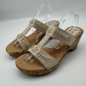 Leather Cork Wedge Sandals b.o.c. Born Concept 8 Cream Neutral Summer Boho